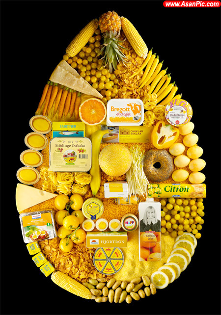 تصاويری از مواد غذایی تنظیم شده توسط رنگ