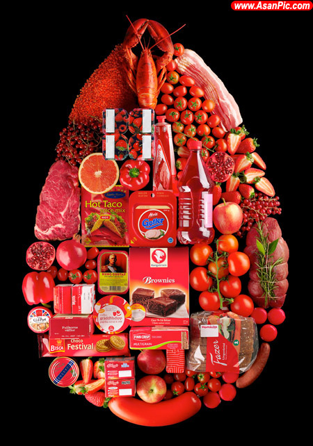 تصاويری از مواد غذایی تنظیم شده توسط رنگ