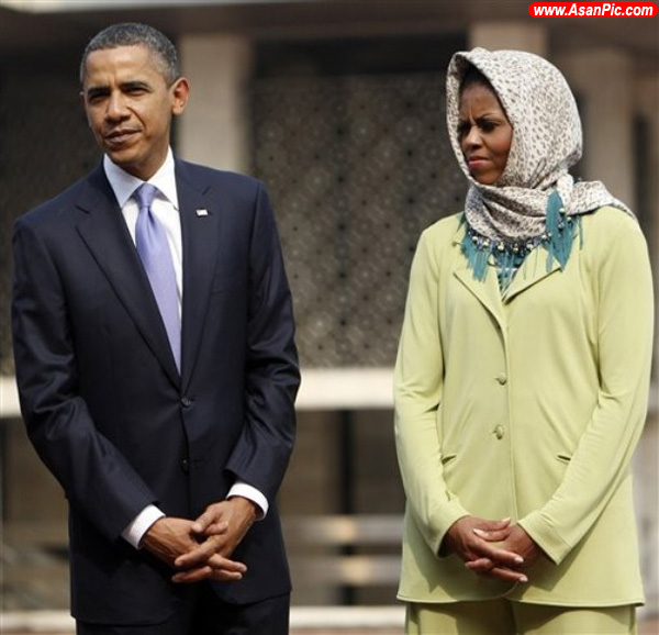 تصاويری از اوباما و همسرش، باحجاب در عربستان
