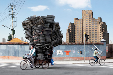 تصاویر جالب از حمل بار با دوچرخه!