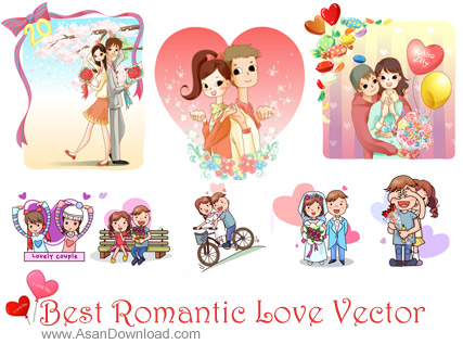 زیباترین تصاویر وکتور  رمانتیک با موضوع عشق و علاقه Romantic Love