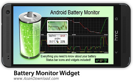 دانلود Battery Monitor Widget Pro v3.4.1 - نرم افزار موبایل مدیریت عملکرد باتری