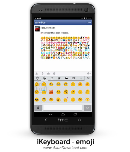 دانلود iKeyboard - emoji,emoticons v1.2 - نرم افزار موبایل کیبورد هوشمند با پشتیبانی از شکلک ها و زبان فارسی