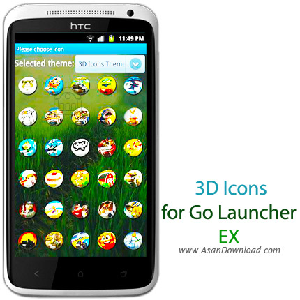 دانلود 3D Icons v2 for Go Launcher EX v1.0 - تم سه بعدی برای اندروید