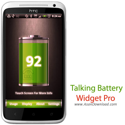 دانلود Talking Battery Widget Pro 1.0.2 - وبجت نمایش و اعلام درصد باتری