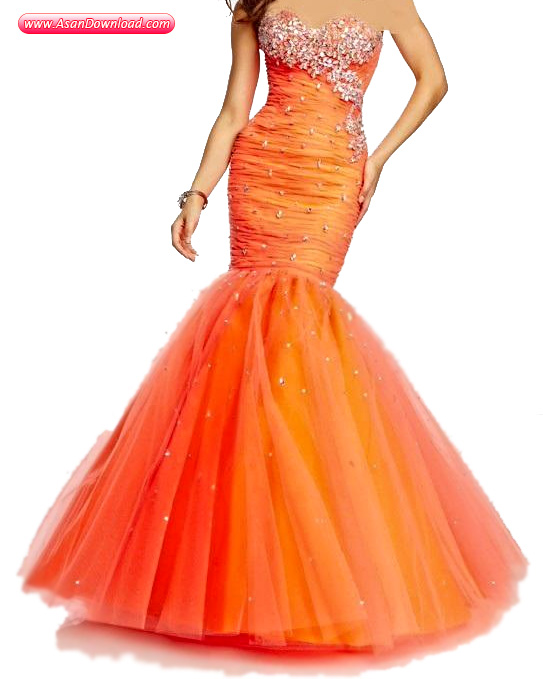 مدل لباس مجلسی ارغوانی و نارنجی زنانه و دخترانه