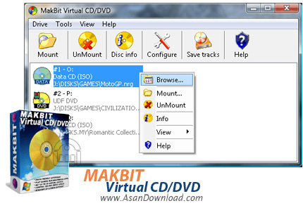دانلود MakBit Virtual CD/DVD v1.9.5 - نرم افزار ساخت درایو مجازی