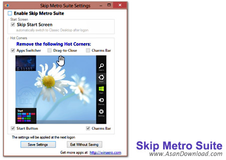 دانلود Skip Metro Suite v3.0 x86/x64 - نرم افزار ورود مستقیم به دسکتاپ ویندوز 8