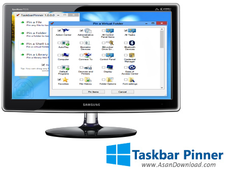 دانلود Taskbar Pinner v1.1 x86/x64 - نرم افزار پین کردن فایل و پوشه ها به نوار وظیفه ویندوز