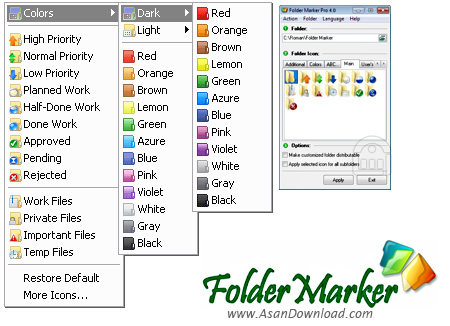 دانلود Folder Marker Pro v3.2.0 - نرم افزار تغییر آیکون و رنگ پوشه ها
