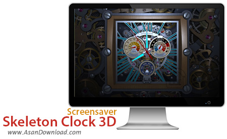 دانلود Skeleton Clock 3D Screensaver - اسکرین سیور ساعت مکانیکی