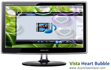 دانلود Vista Heart Bubble Screensaver for XP 2003 - اسکرین سیور قلب های حبابی
