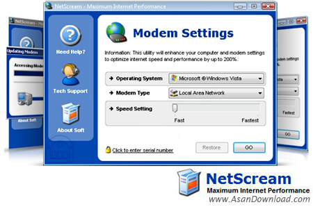 دانلود NetScream v1.10.22.2012 - نرم افزار افزايش و بهبود سرعت اينترنت