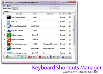 دانلود Keyboard Shortcuts Manager v1.5 - نرم افزار ساخت و مدیریت کلیدهای میانبر در ویندوز