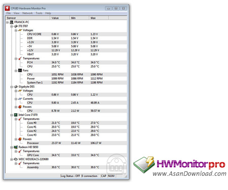 دانلود CPUID HWMonitor Pro v1.46 + Free v1.41 - نرم افزاری برای نمایش اطلاعات سیستم 