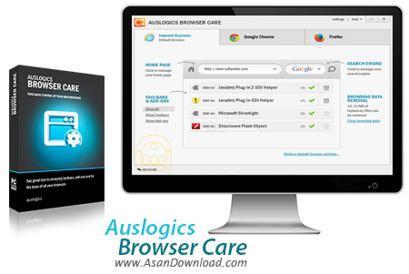 دانلود Auslogics Browser Care v5.0.23.0 - نرم افزار حذف افزونه و نوار ابزار غیر ضروری مرورگر