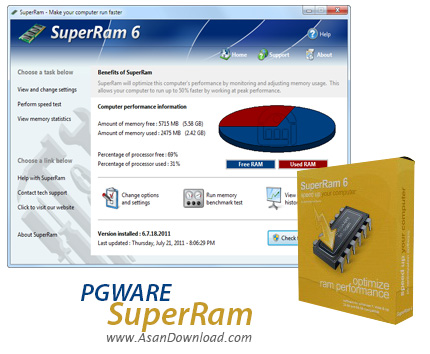 دانلود PGWARE SuperRam v6.12.1.2014 - نرم افزار بهینه سازی رم