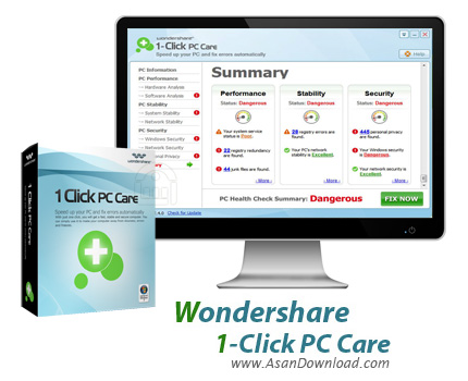 دانلود Wondershare 1-Click PC Care v7.5.0.11 - نرم افزار افزایش سرعت و کارآیی ویندوز