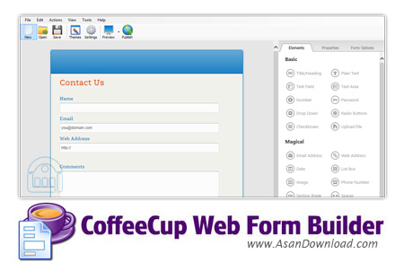 دانلود CoffeeCup Web Form Builder v2.3 - نرم افزار ساخت فرم های ارتباط با ما